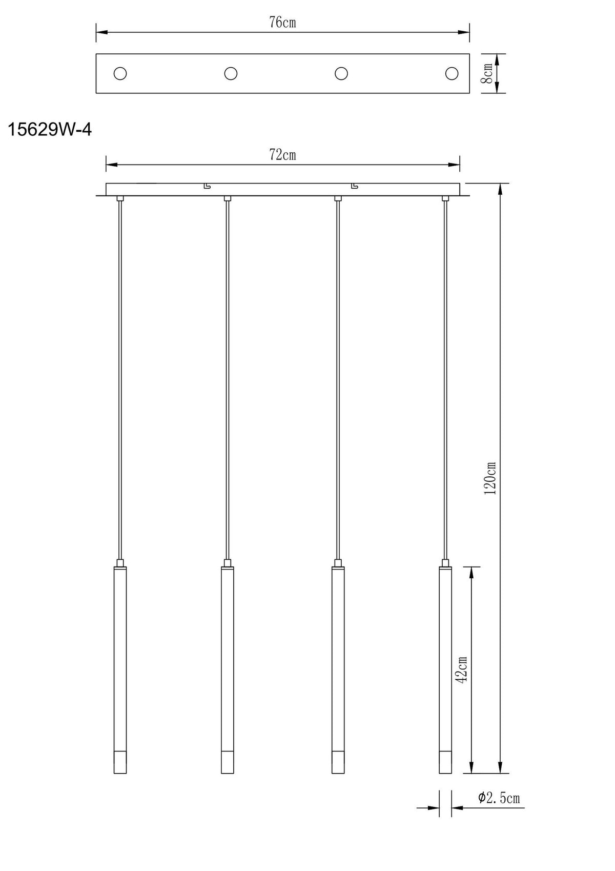 Lyxig vit metall 4-lamps hänglampa – bild 6