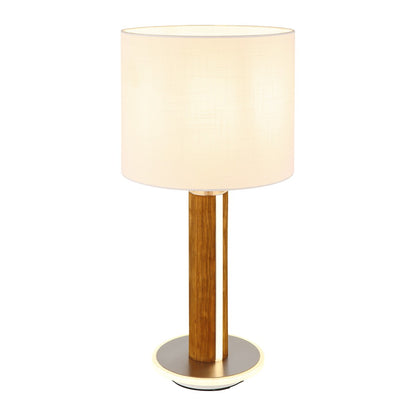 Piccola lampada da tavolo LED in stoffa color nichel