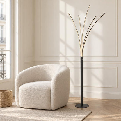 Lampada da terra LED nera Obolg Bizzy – foto d'ambiente