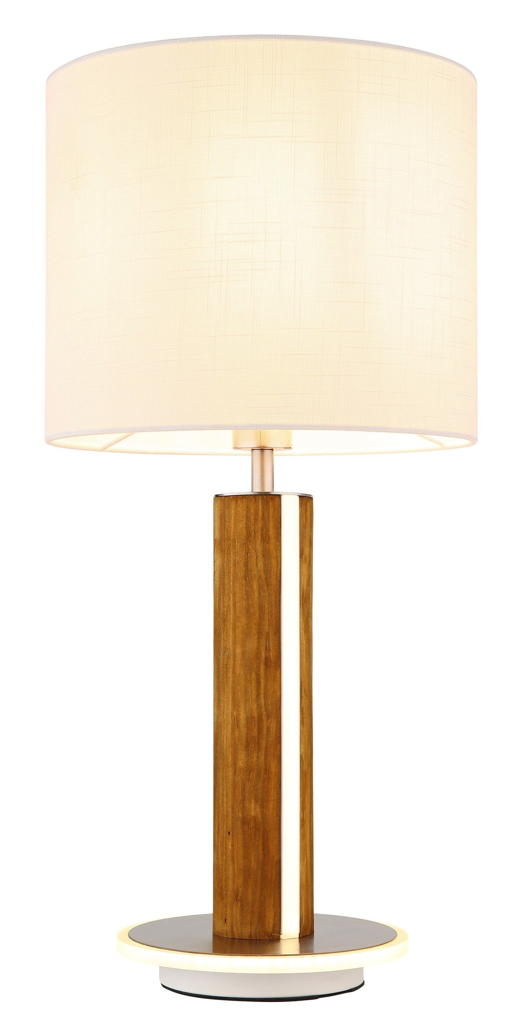 Piccola lampada da tavolo LED in stoffa color nichel – disegno con le misure