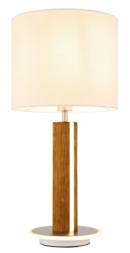 Piccola lampada da tavolo LED in stoffa color nichel – disegno con le misure
