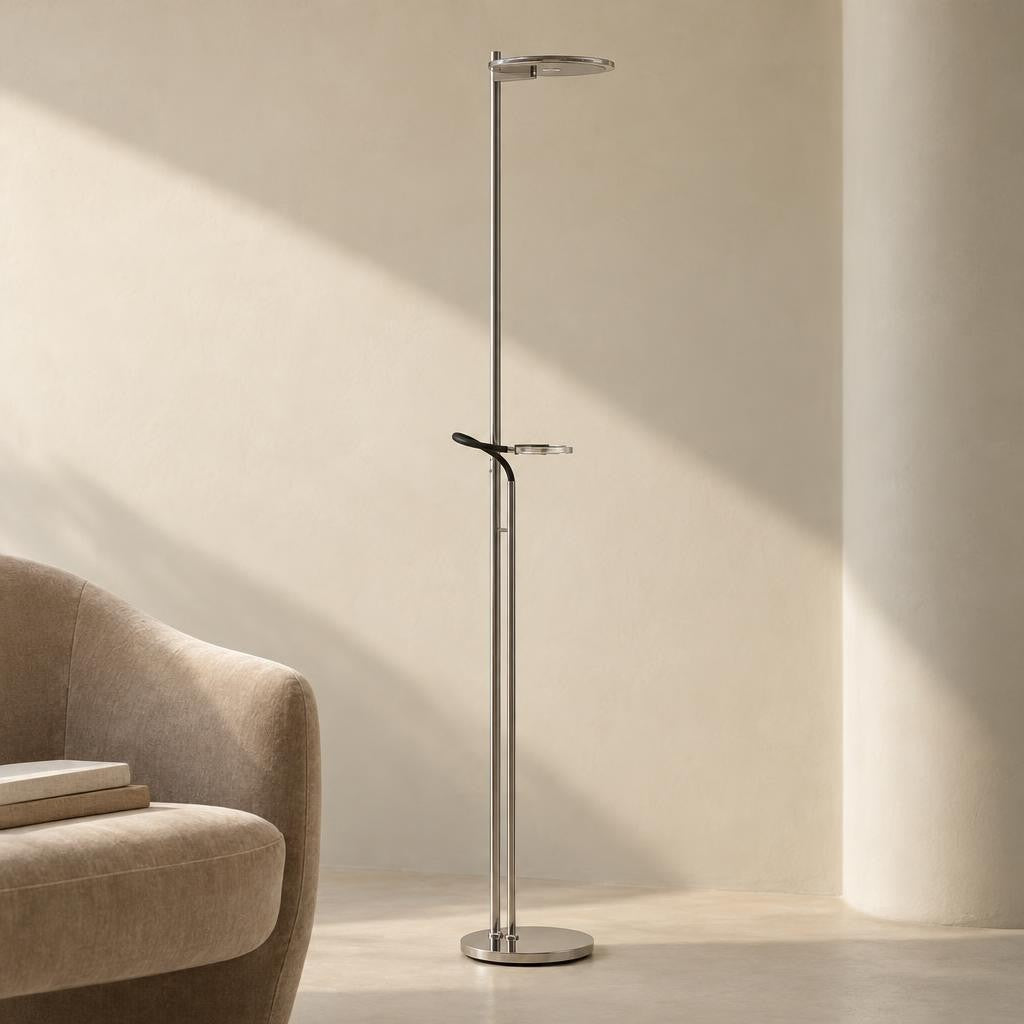 Steinhauer Turound Steel LED Floor Lamp with Reading Arm – lifestyle image