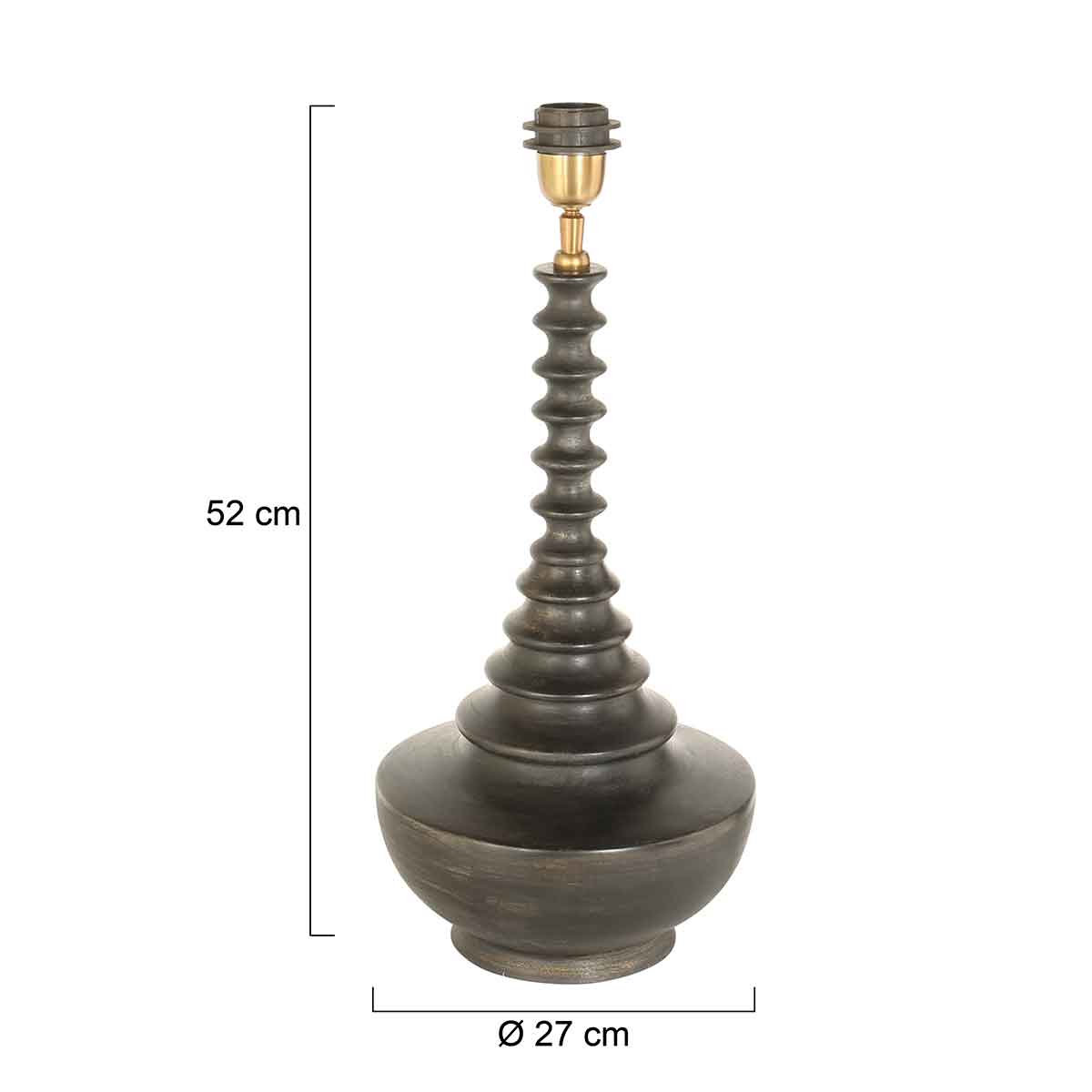 Czarna drewniana lampa stołowa Steinhauer Bois – rysunek z wymiarami