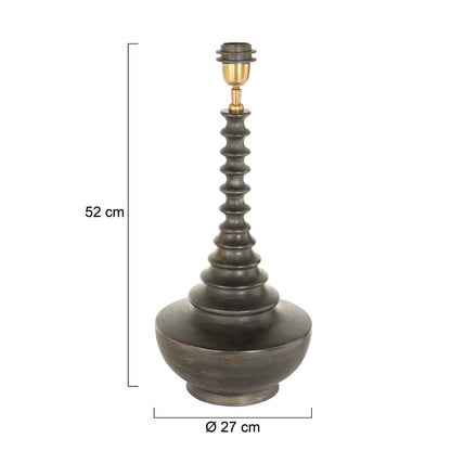 Czarna drewniana lampa stołowa Steinhauer Bois – rysunek z wymiarami