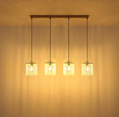 Lampadario elegante in vetro color sabbia a 4 luci – immagine 5