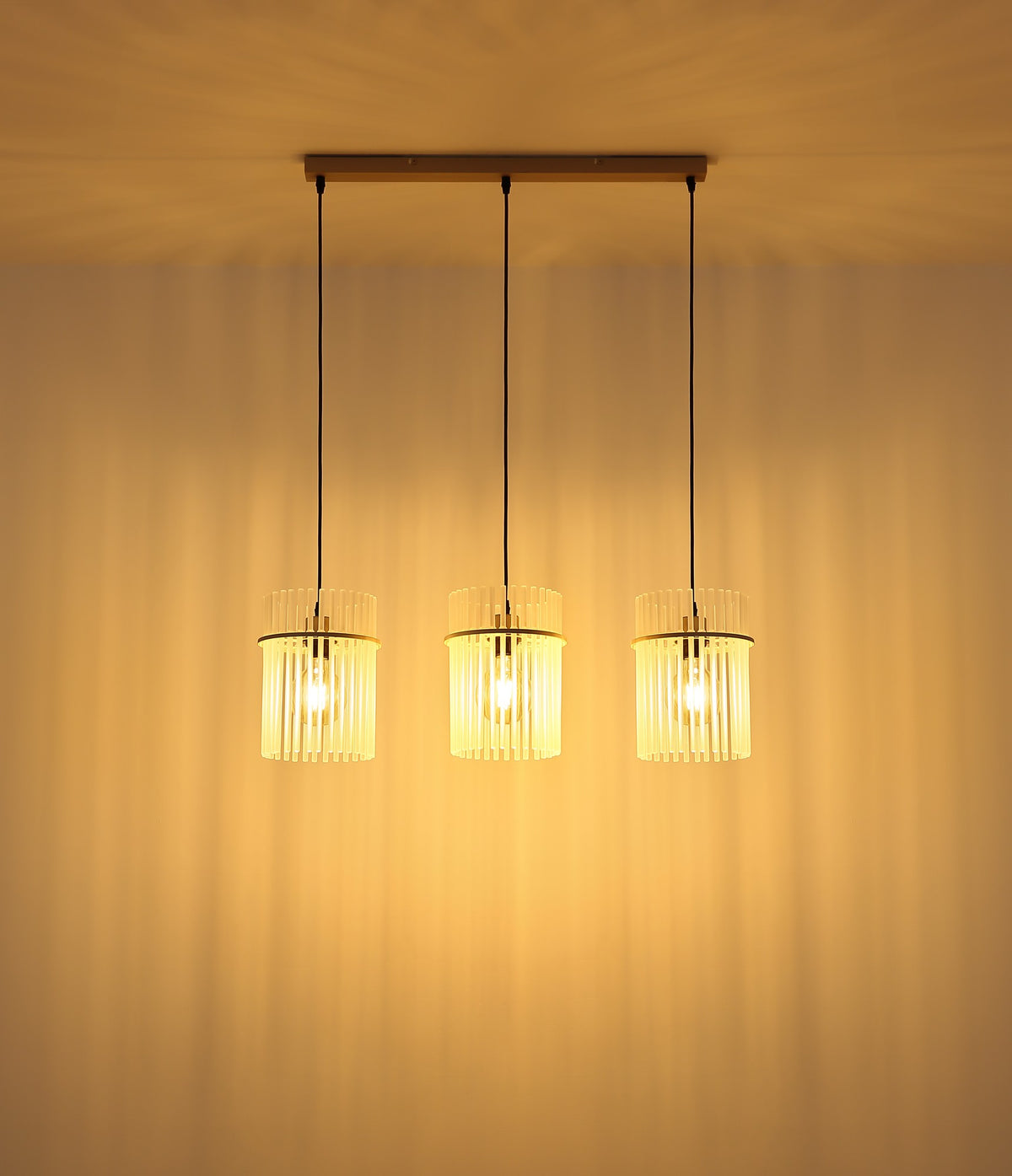 Candelabru mare de sticlă de culoare nisipoasă cu 3 lumini – imaginea 6