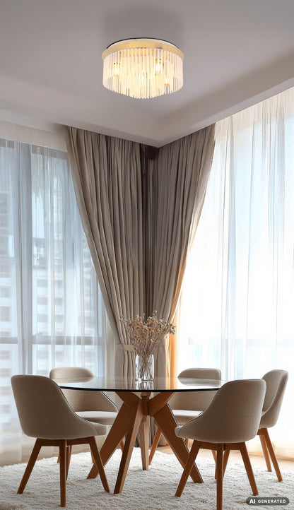 Grande lampada da soffitto a 5 luci color sabbia – immagine 5