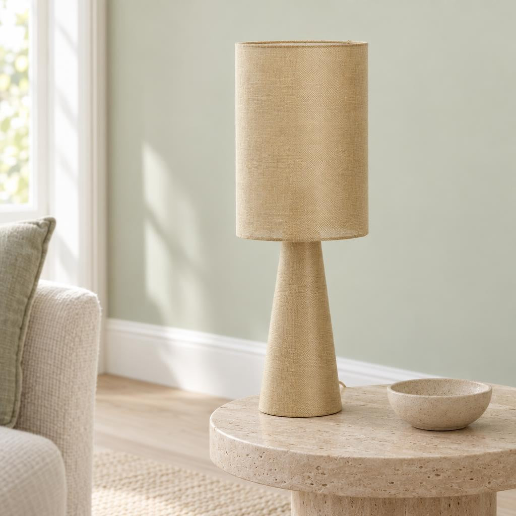Light & Living Micky natúr textil asztali lámpa – hangulatkép