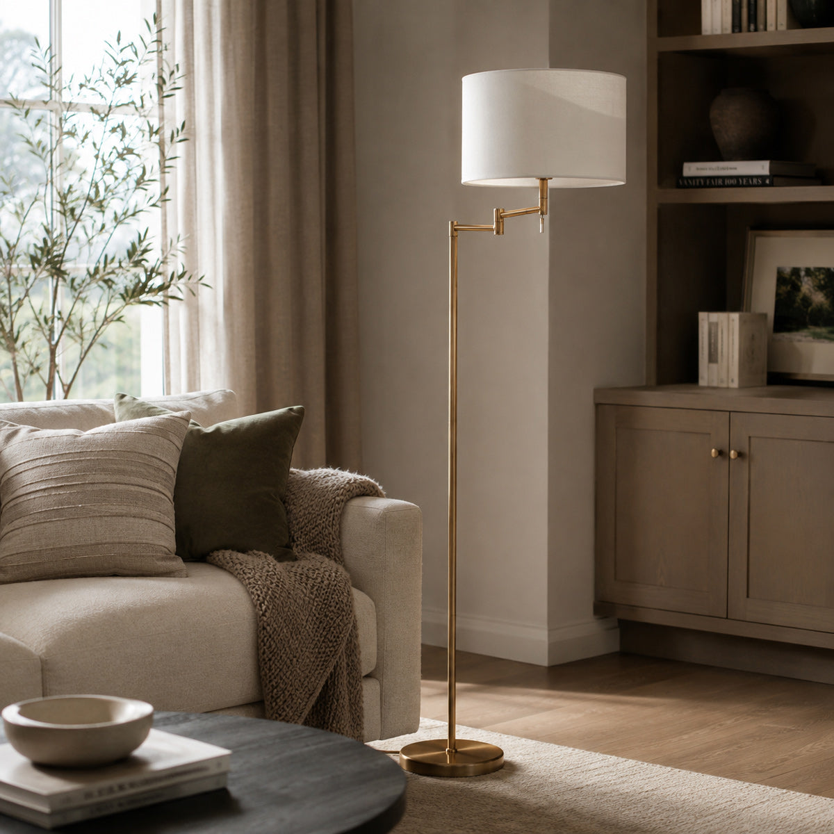 Bronzová stojacia lampa Mexlite Bella s bielym tienidlom – obrázok 2
