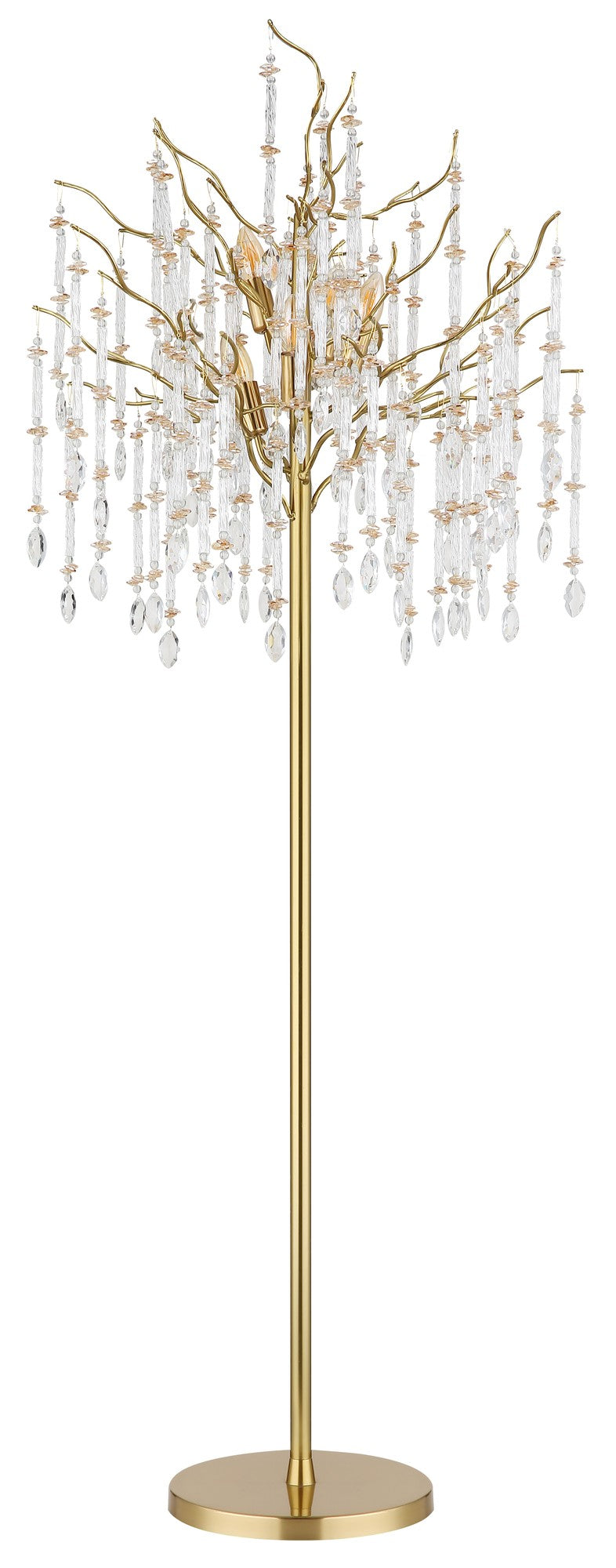 Lampada da terra a 5 luci in cristallo dorato raffinato – immagine 1