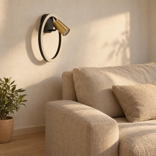 Lampă de perete BRONQ Marrie, neagră, LED, 30 cm – fotografie de ambient