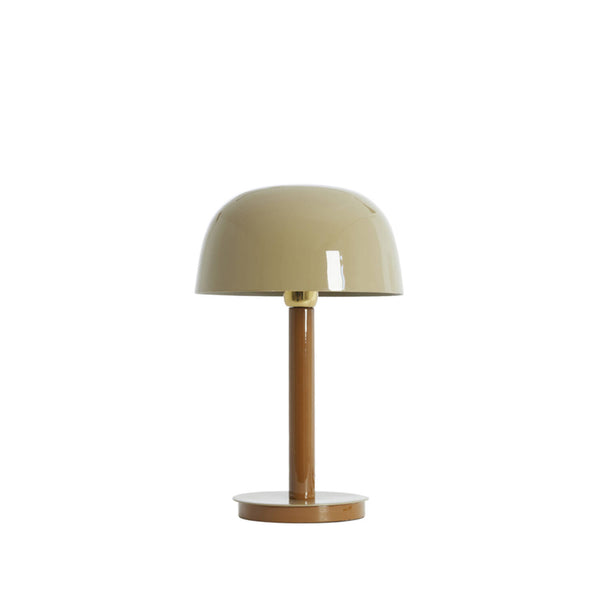 Retro tafellamp Marivet in zand en bruin – Light & Living