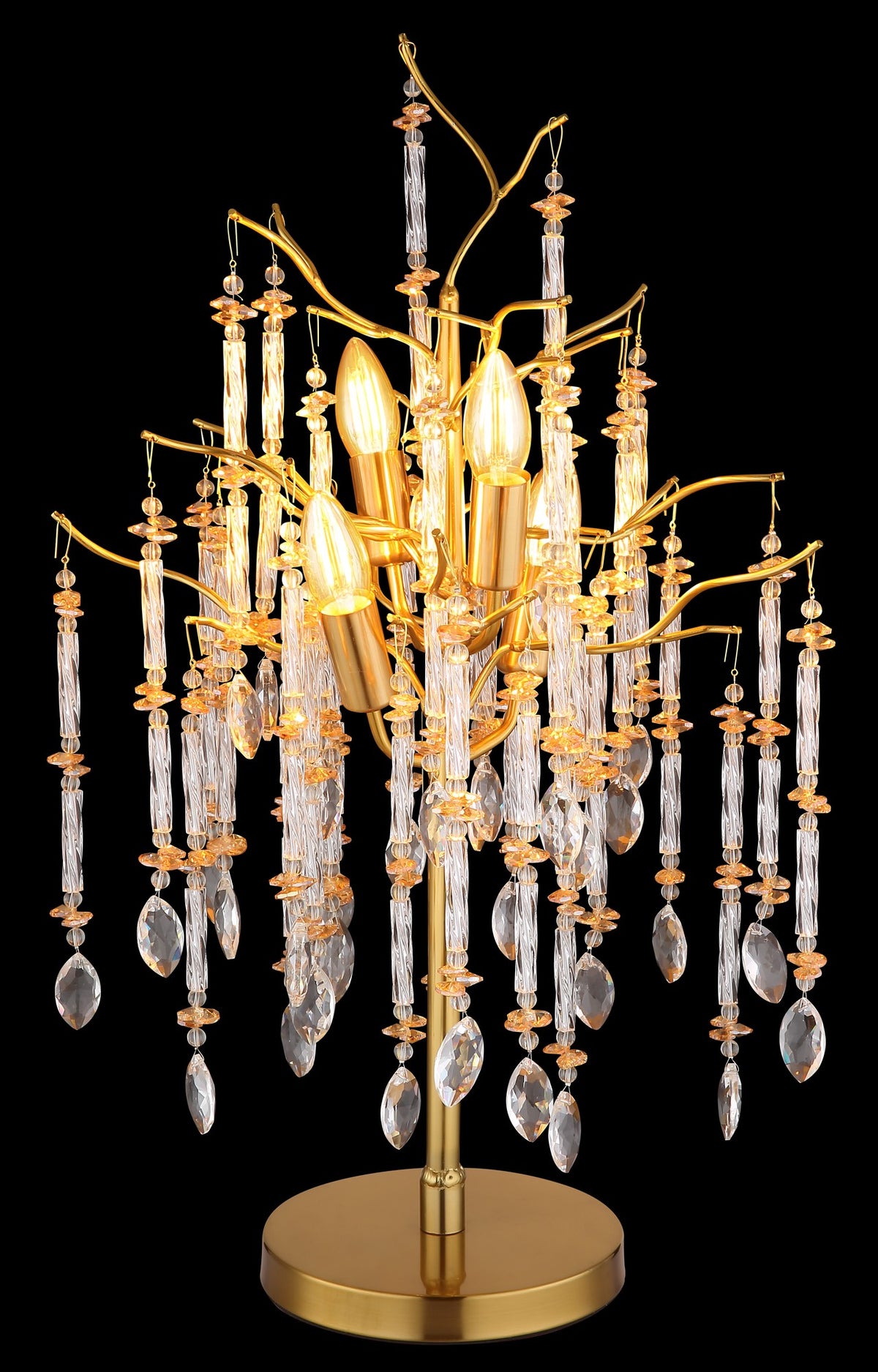 Lampada da tavolo sottile in cristallo dorato – immagine 2