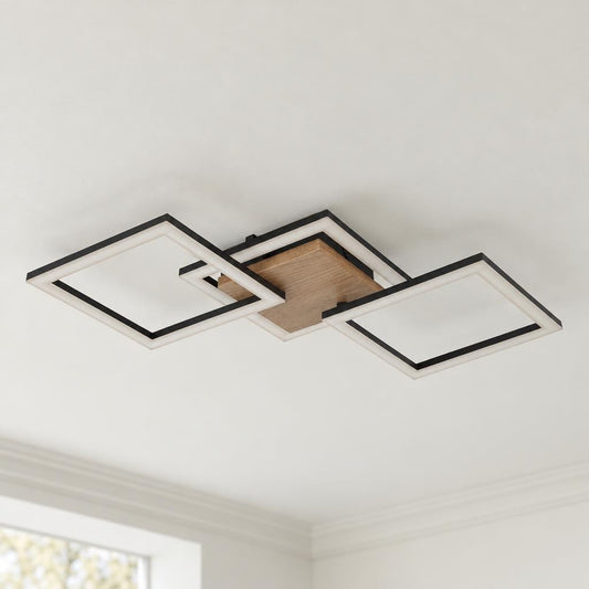 Modern Black Metal & Wood Ceiling Light Obolg Kerry – lifestyle image