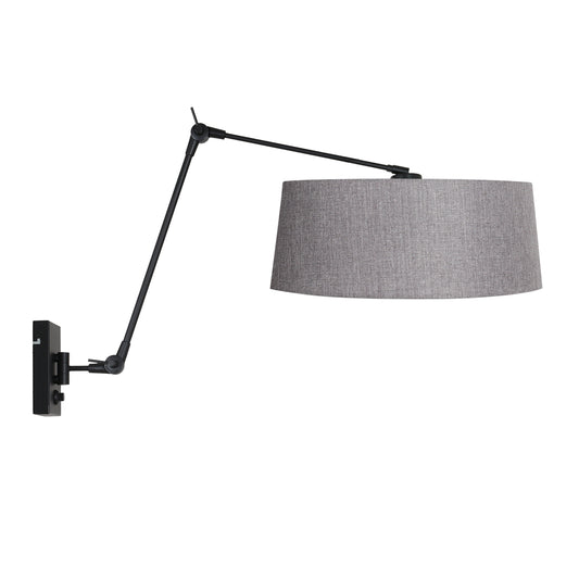 zwarte-wandlamp-met-grijze-linnen-kap-steinhauer-prestige-chic-main-image