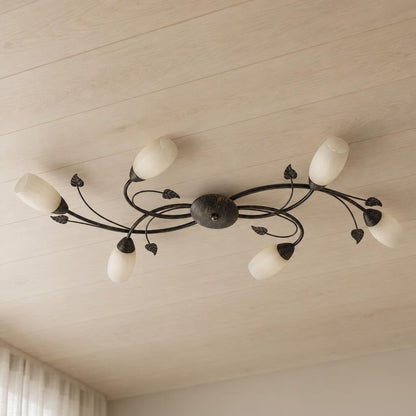 Rustieke VENEZIA plafonnière met elegant glasdesign – sfeerbeeld