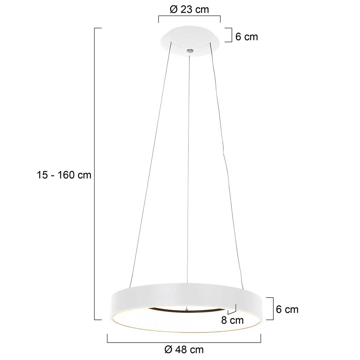 Кръгла LED висяща лампа Steinhauer Ringlede Ø48 см – чертеж с размери