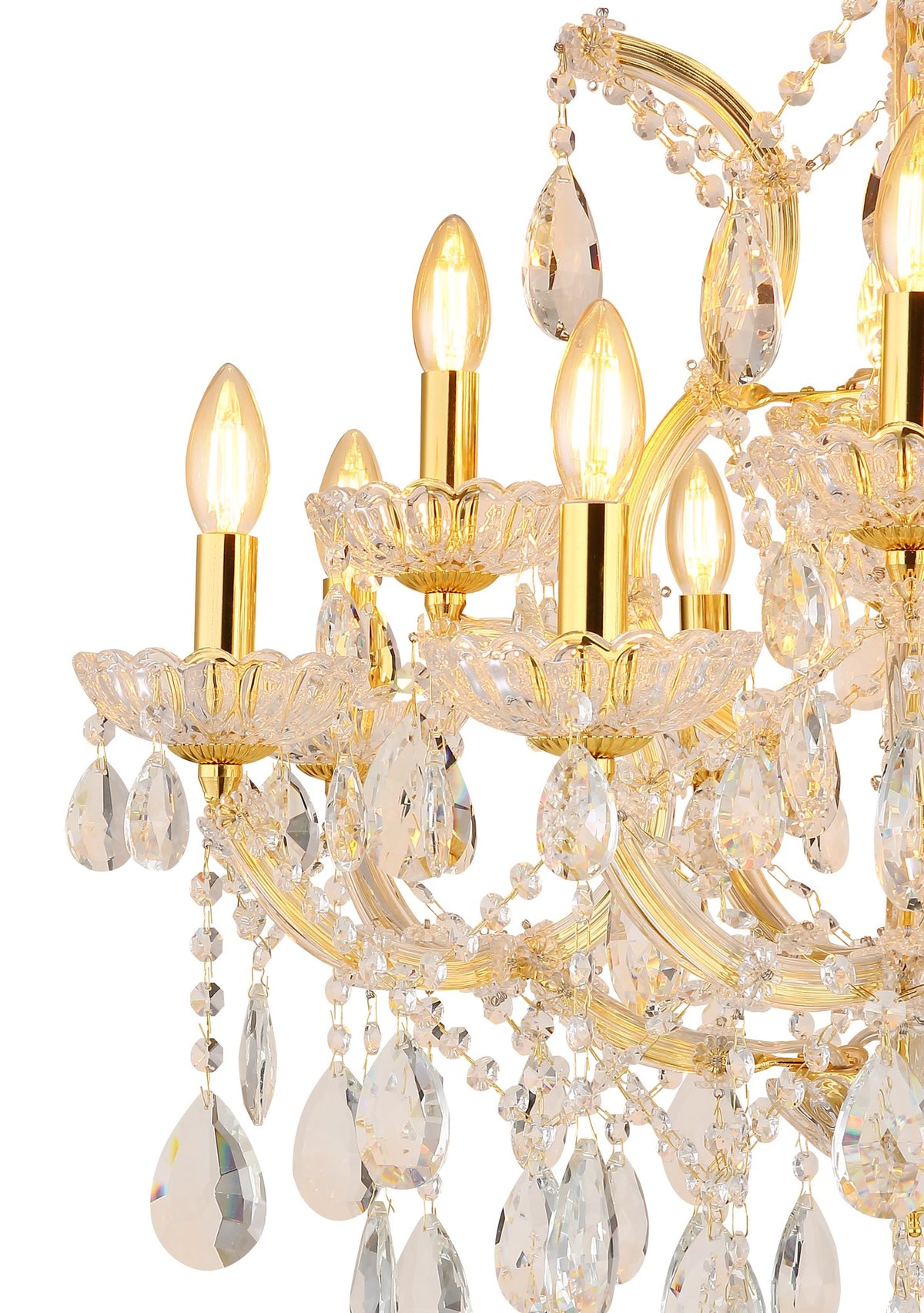 Grande candelabro de cristal dourado – imagem 2