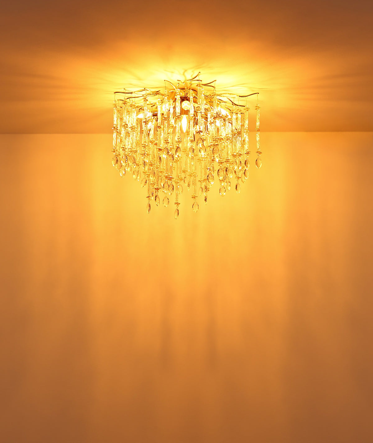 Moderne guldfarvet krystal 8 lyskilder loftlampe – billede 3