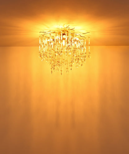 Moderne guldfarvet krystal 8 lyskilder loftlampe – billede 3