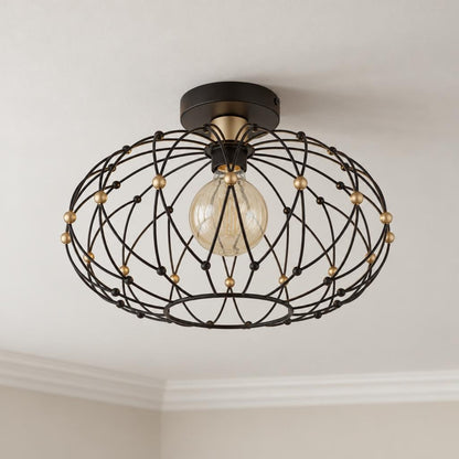 Plafoniera GREYS vintage nera con dettagli dorati – foto d'ambiente