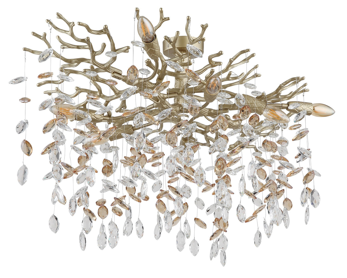 Lampadario a soffitto sette luci in cristallo dorato sottile – immagine 1