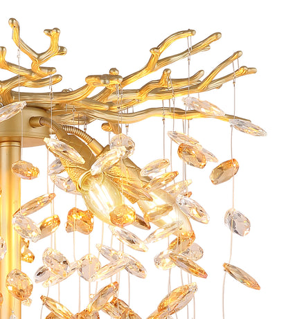 Lustre de pé moderno em cristal dourado com 5 luzes – imagem 2