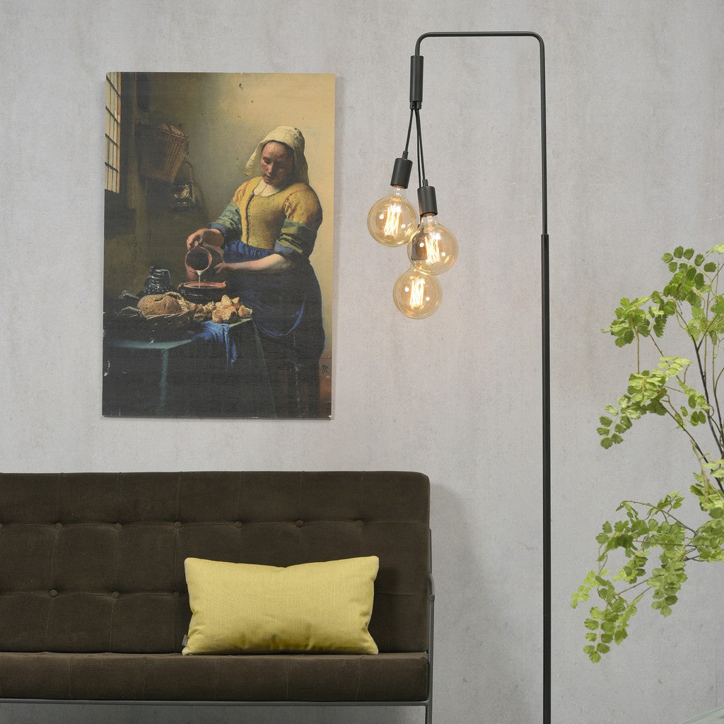 Lampada da terra Oslo nera in metallo – foto d'ambiente