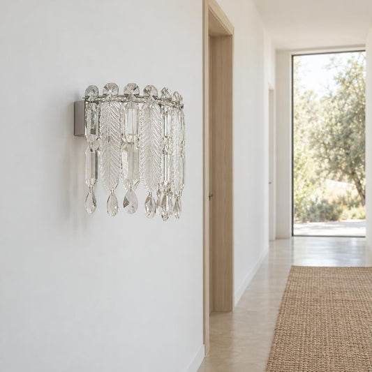 Klunka wandlamp chroom met kristallen – sfeerbeeld
