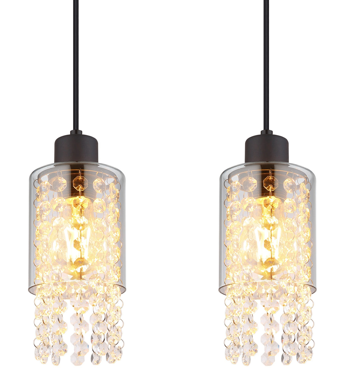 Lampadario elegante a 4 luci in vetro nero – immagine 3