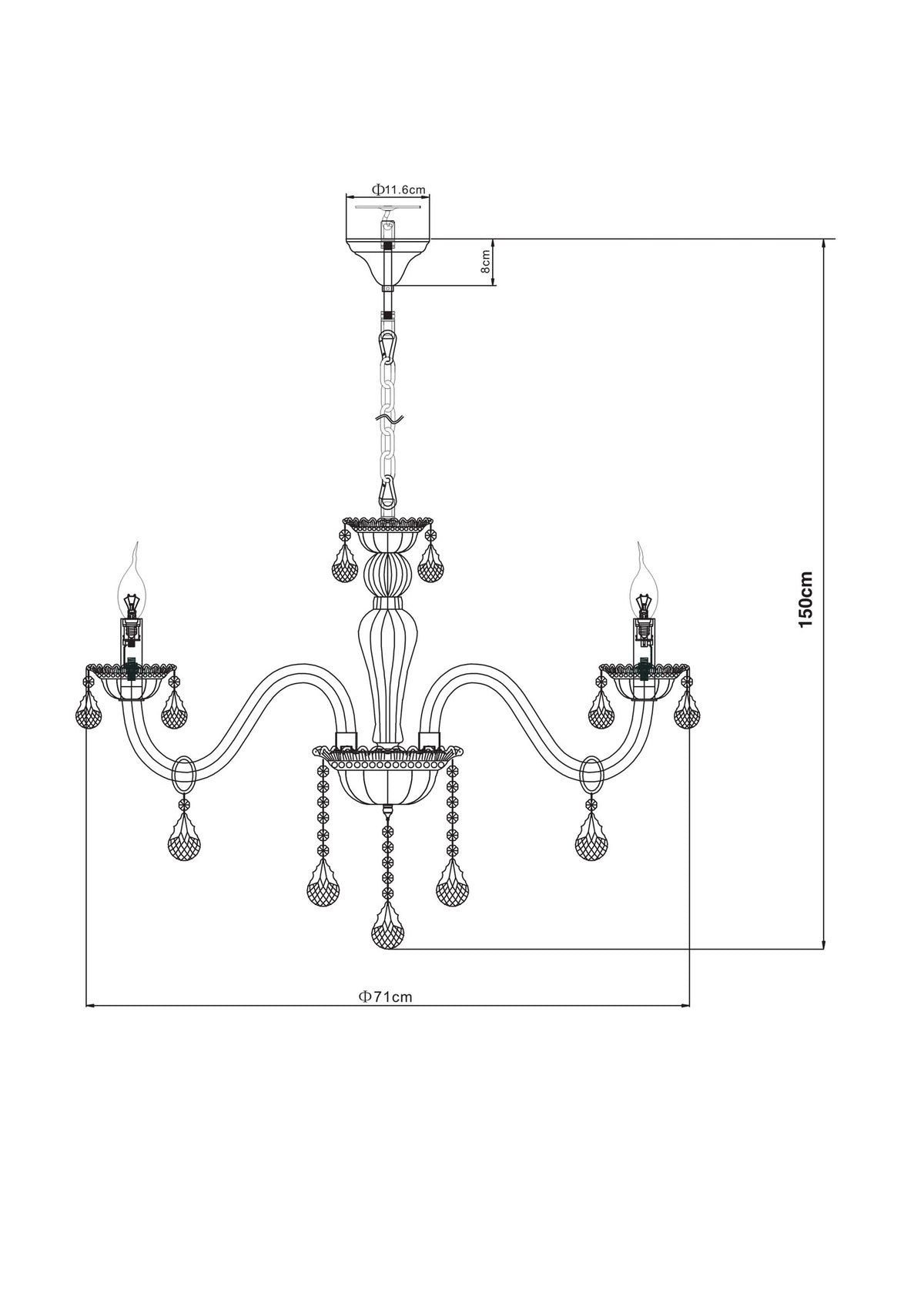Grande lampadario di vetro bianco – immagine 4