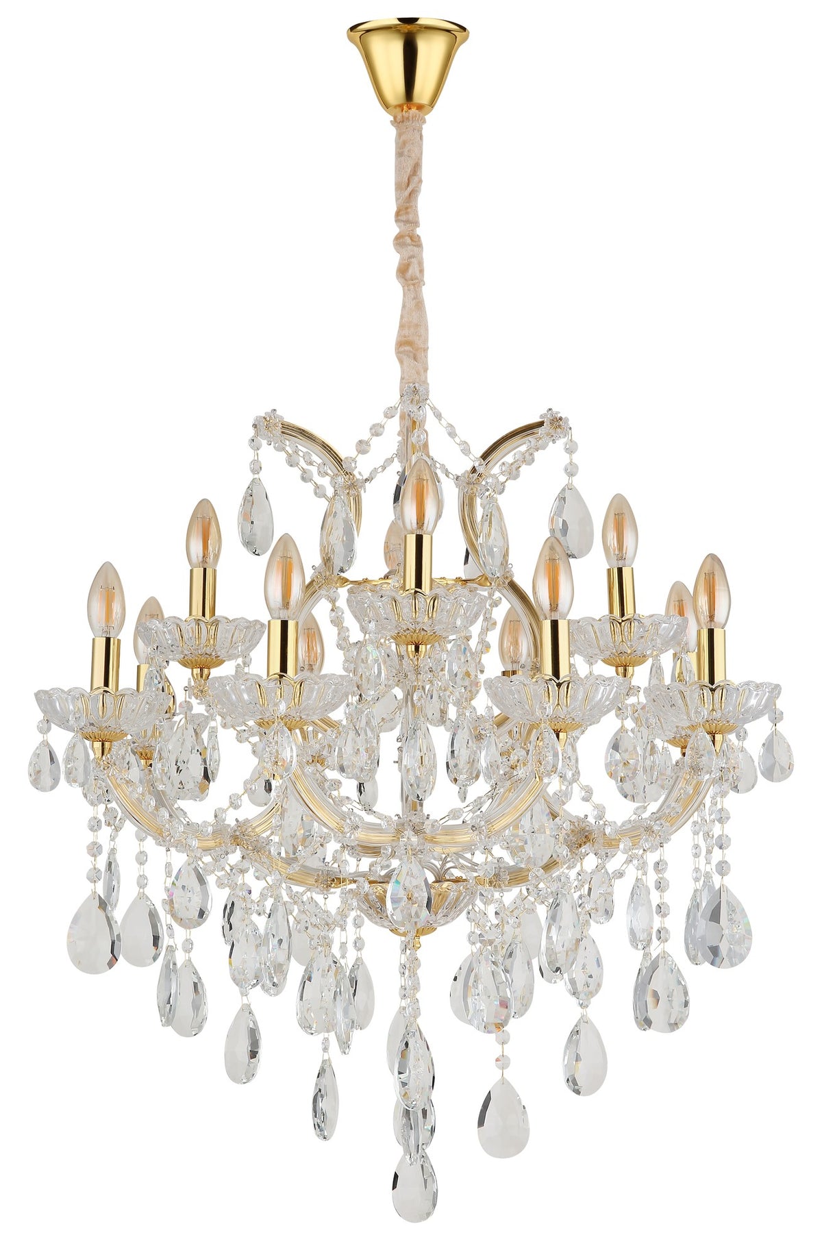Grande candelabro de cristal dourado – imagem 1