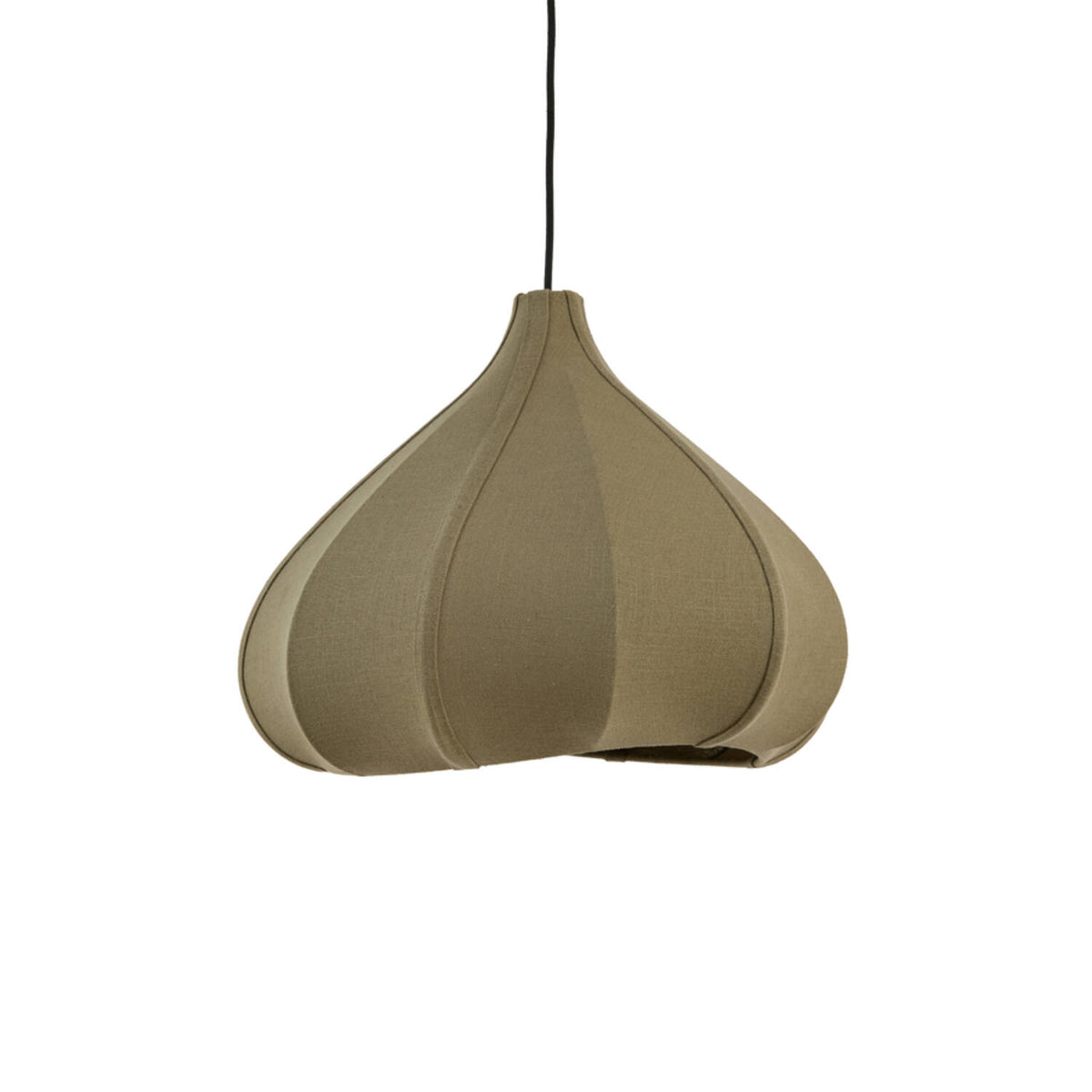 Luminária suspensa de tecido verde azeitona Grande Light & Living Sumoni