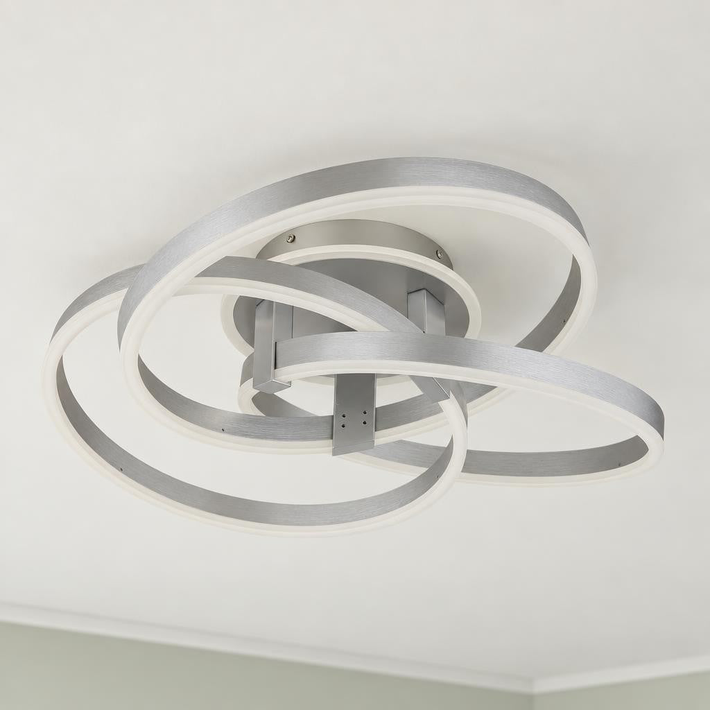 LED stropné svietidlo Obolg Herwig v oceľovej farbe – fotografia v interiéri