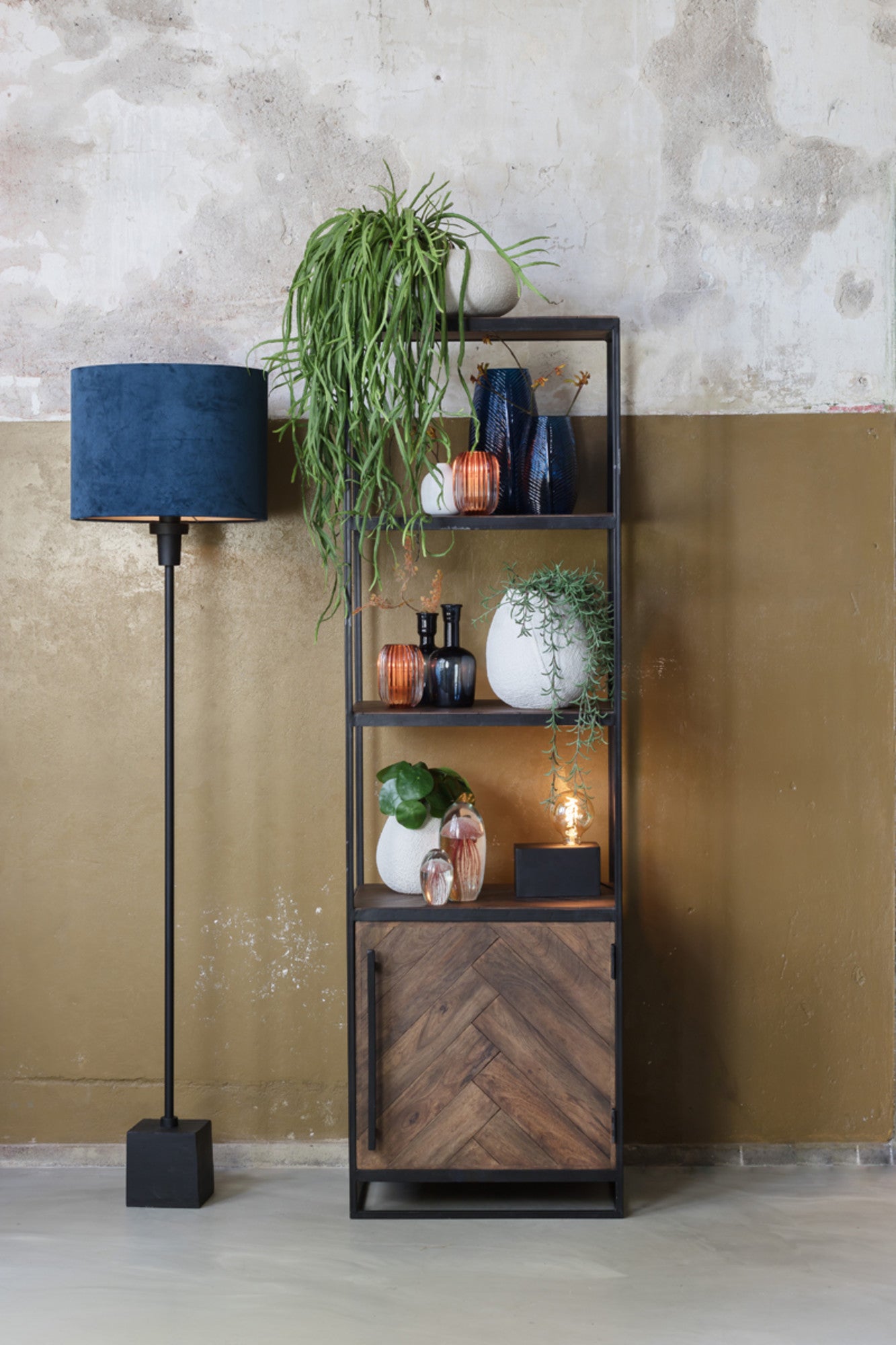 moderne-blauwe-ronde-lampenkap-met-zilver-light-living-velours-variant-image4