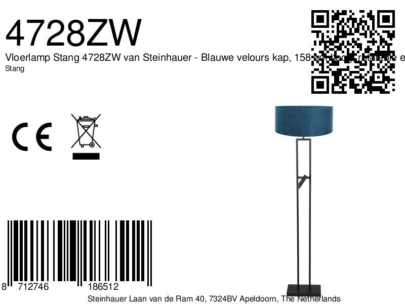 zwarte-vloerlamp-met-blauwe-velours-lampenkap-en-leeslicht-steinhauer-stang-variant-image8a