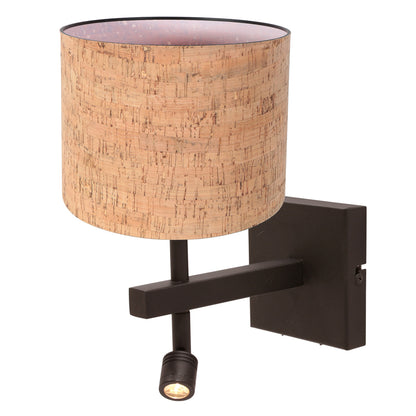 cacao-wandlamp-met-beige-kurkstructuur-en-apart-leeslampje-steinhauer-stang-variant-image1