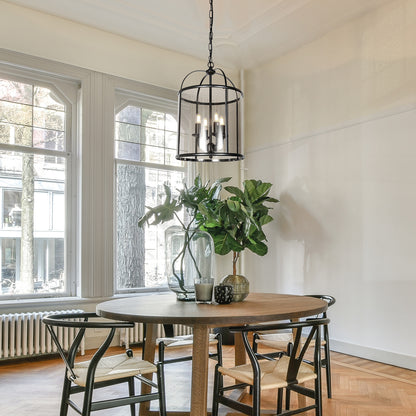 zwarte-4-lichts-lantaarnvormige-hanglamp-glas-metaal-steinhauer-pimpernel-ai-sfeer_image