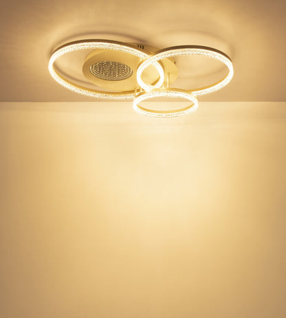 Grande lampada a soffitto LED metallica color sabbia – immagine 4