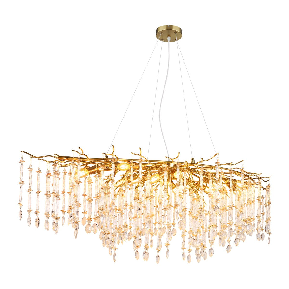 Lampadario extra large in cristallo dorato