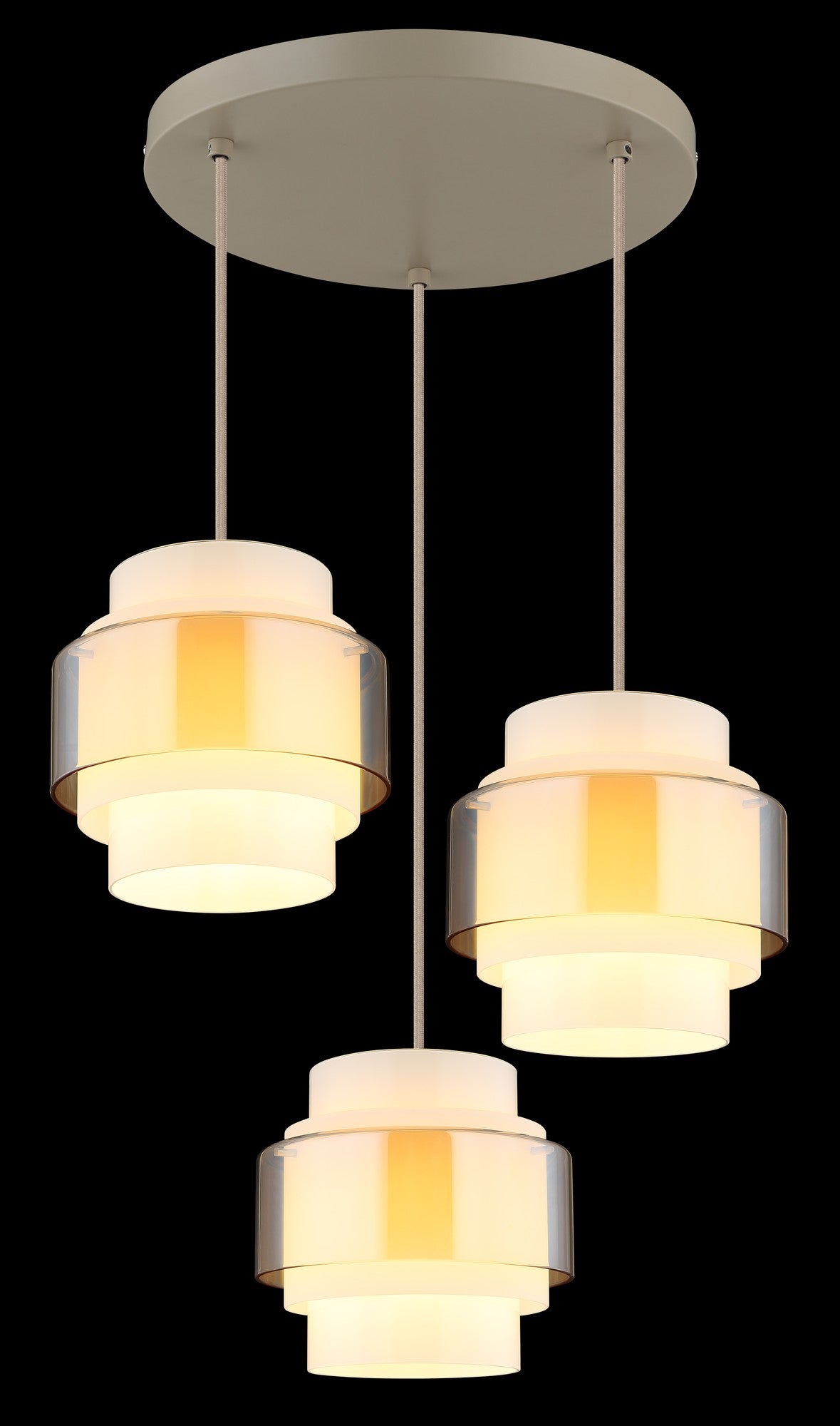 Lustre de 3 luzes em vidro areia luxuoso – imagem 3