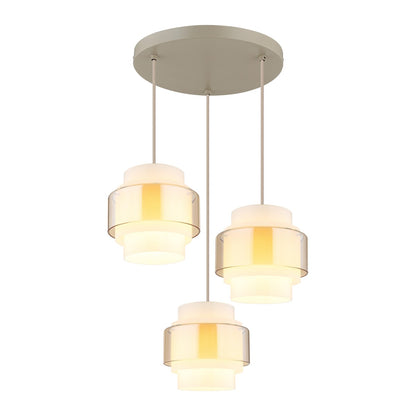 Lustre de 3 luzes em vidro areia luxuoso