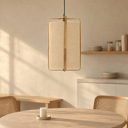 Béžové závěsné svítidlo z bambusu Light & Living Sendai – fotografie v interiéru