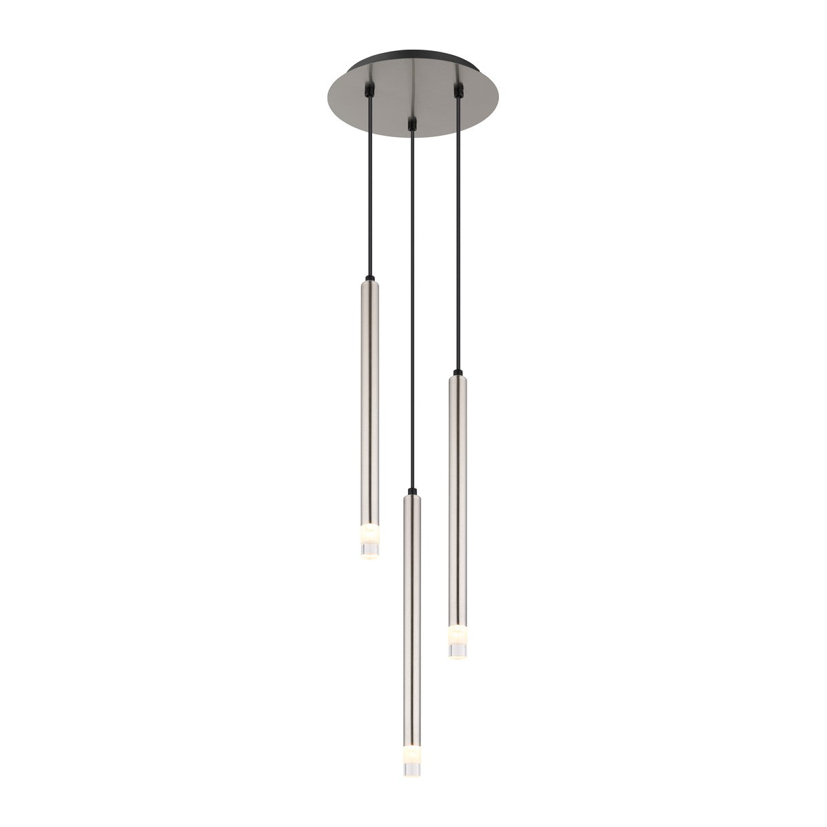 Lampadario in metallo color nichel a 3 luci elegante