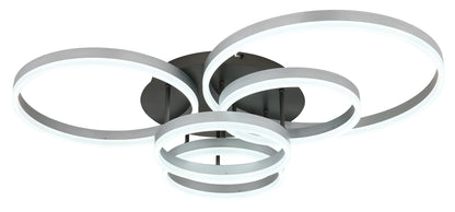 Zilverkleurige aluminium plafondlamp met vier ronde ringen – afbeelding 5