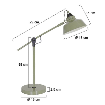 Grøn industriel bordlampe Mexlite Nove – måltegning