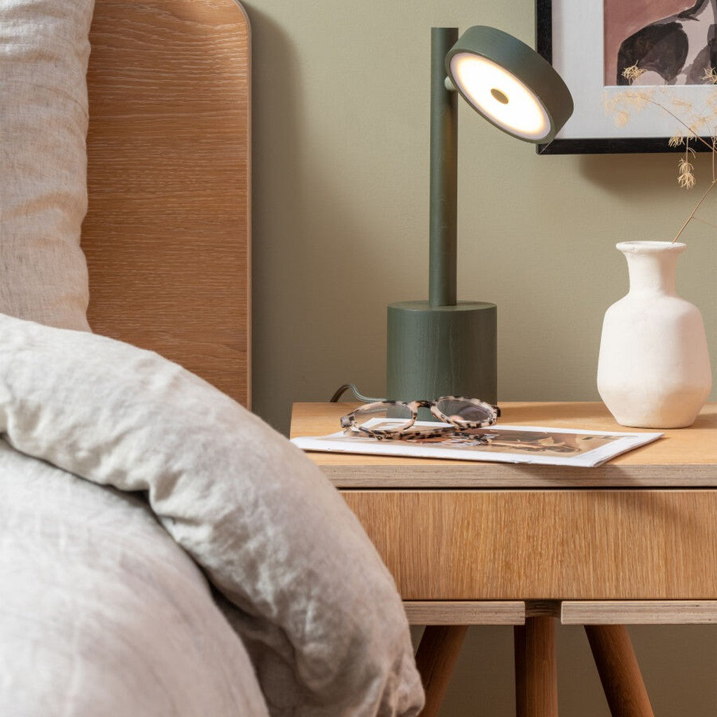 Timeless green ash wood table lamp GOOD&MOJO Okinawa – lifestyle image