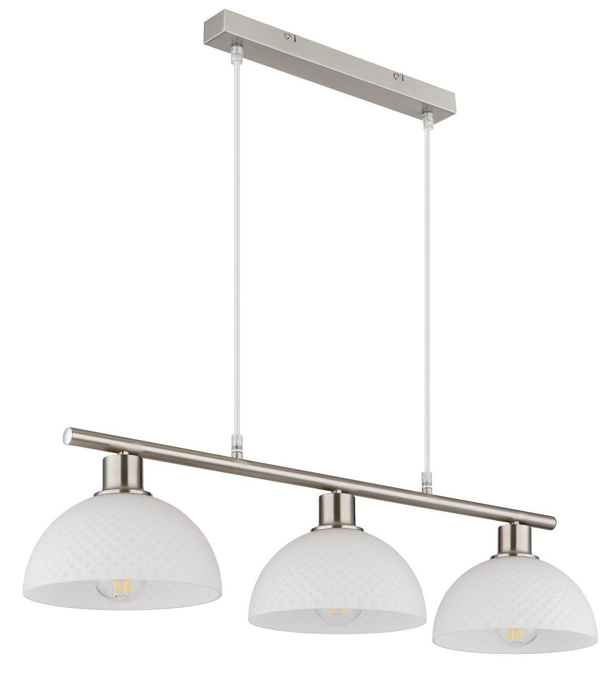 Lampadario a tre luci in vetro color nichel charmante – immagine 1
