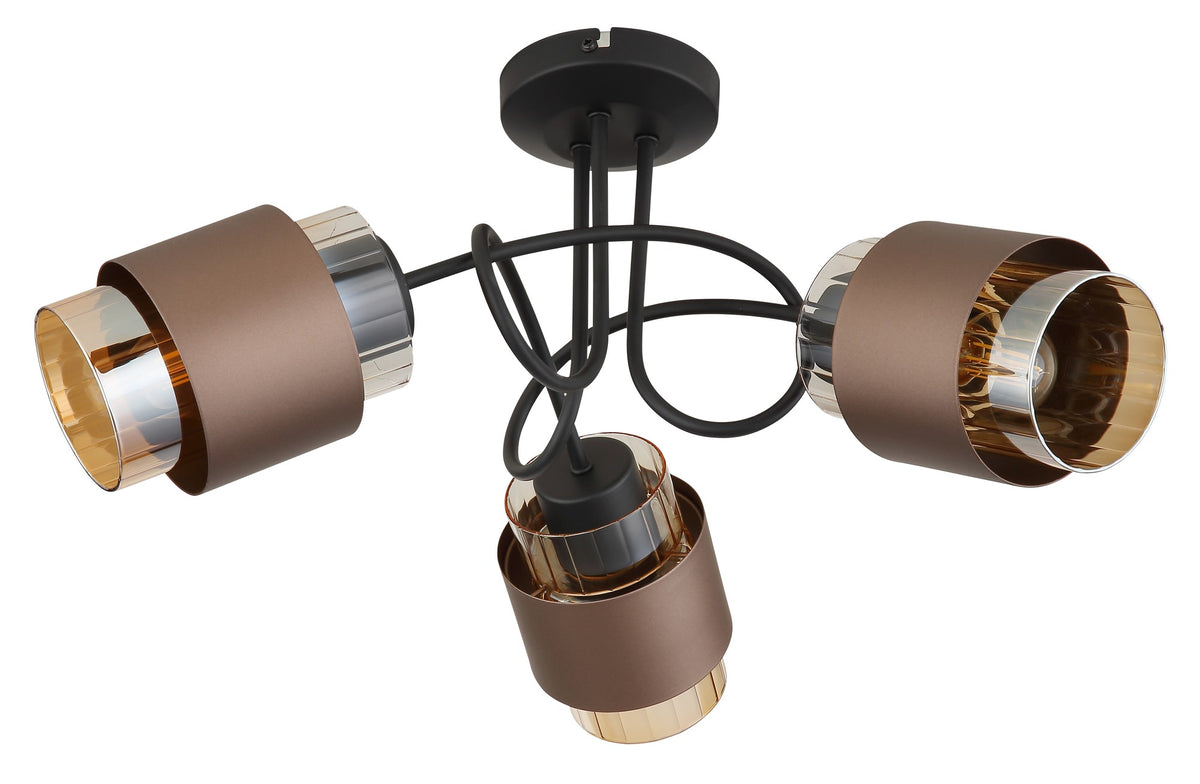 Charmende sorte glasmæssige 3 lyskilder loftlampe – billede 1