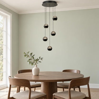 Belluno 5-Light Pendant Light in Black with Smoked Glass – lifestyle image